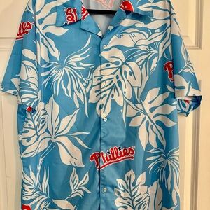 Blue Hawaiian Phillies Button-Up Shirt